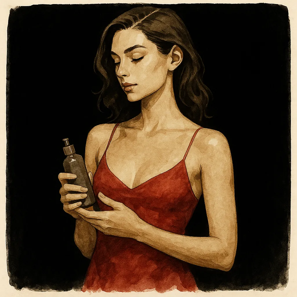 A woman holding a bottle of lube for enhanced comfort